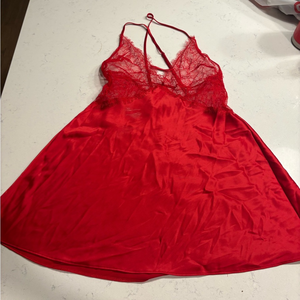 Elegant Red Lace Chemise
